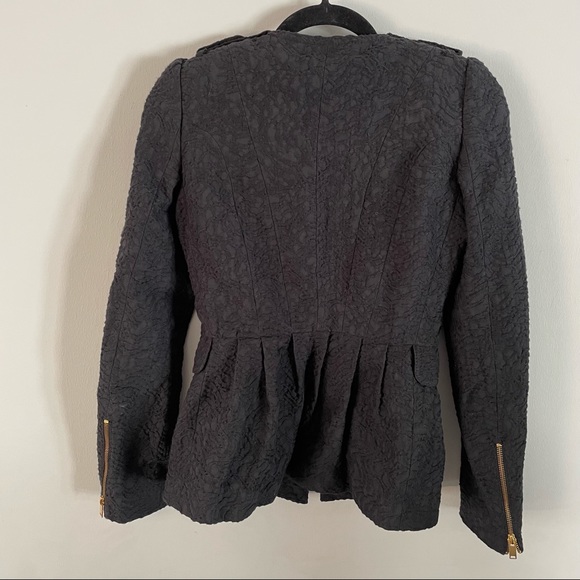 Zara Women Black Textured Crop Utility Jacket w/ Gold Details Size:XSmall - Picture 5 of 17